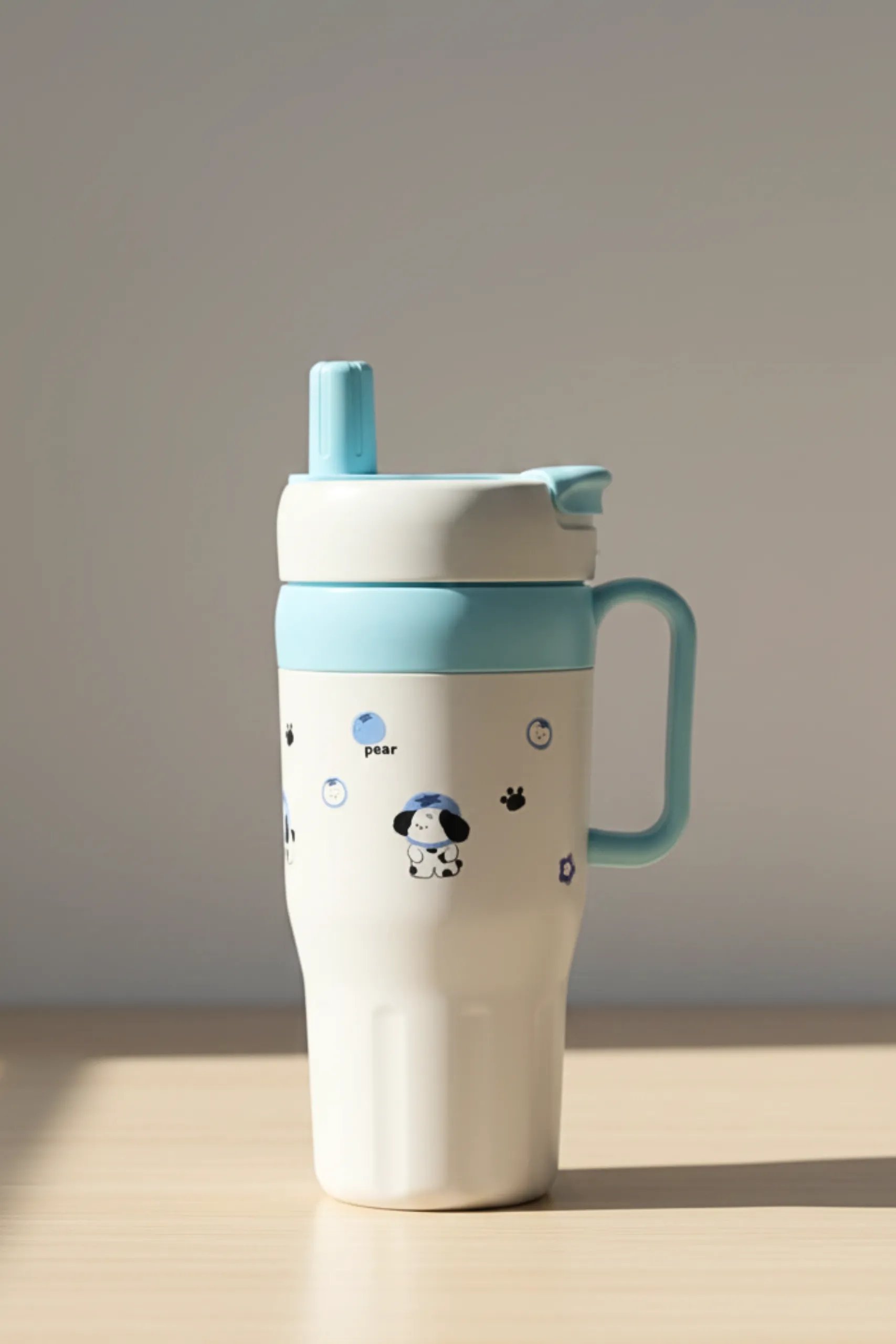 Kawaii Character Dual-Lid Insulated Travel Tumbler